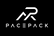 White PACE PACK logo with stylized interlocking letters and text on a solid black background.
